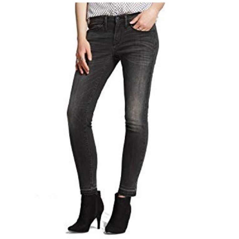 Mossimo Mid-Rise Black Faded Skinny Jeans 8 R 29